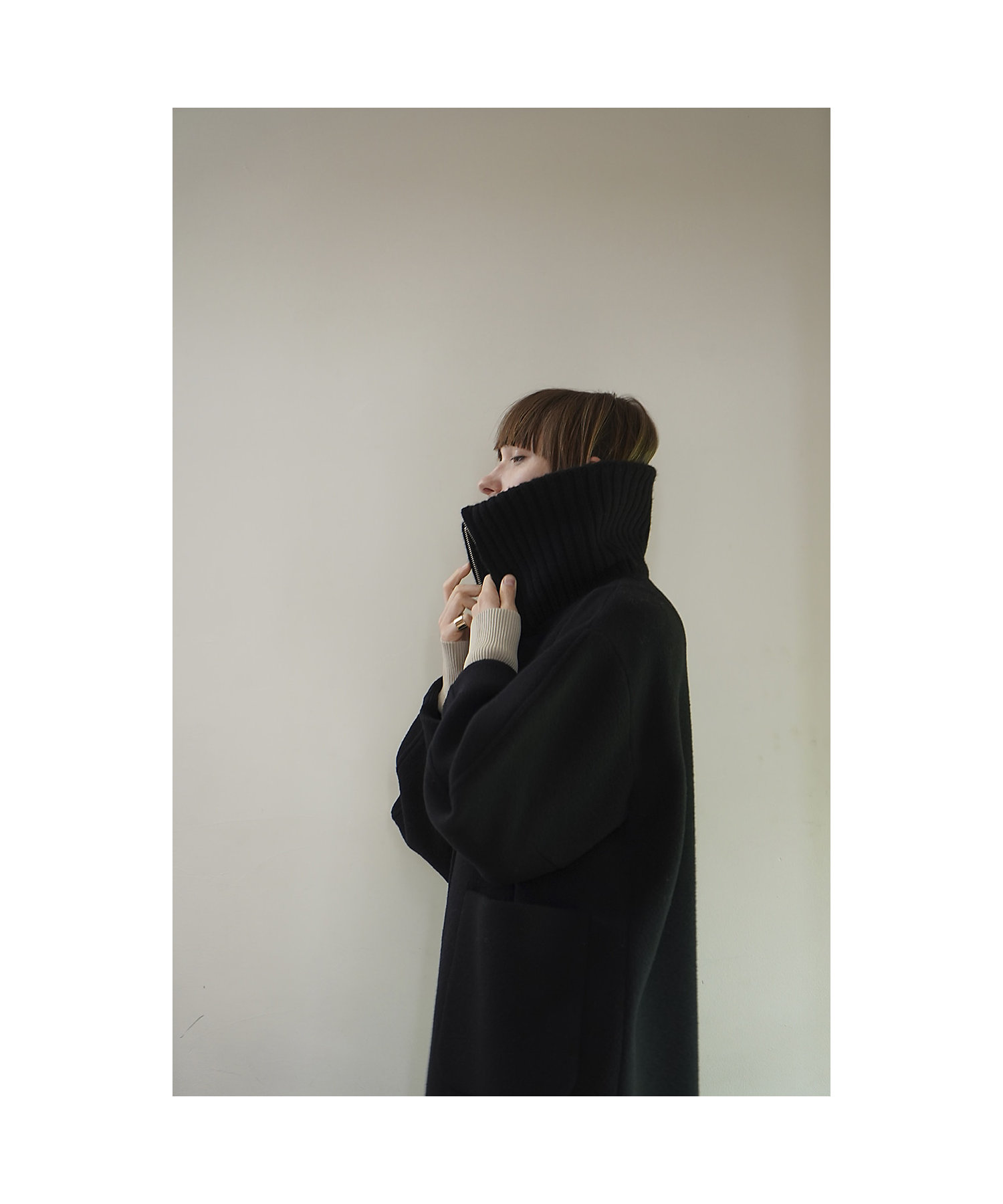 RIB COLLAR WOOL LONG COAT | CLANE RIB COLLAR WOOL LONG COAT | CLANE