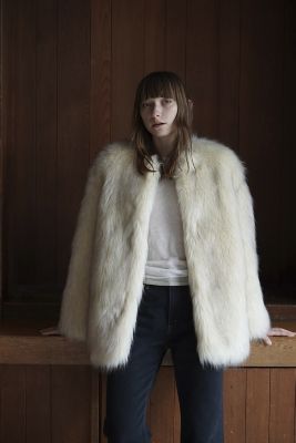 VOLUME ECO FUR COAT アイボリー eco-fur 'half coat' ivory – thehighlights