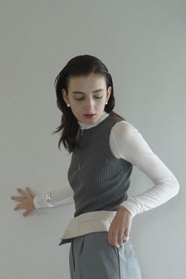 SLEEVELESS ZIP RIB KNIT TOPS | CLANE