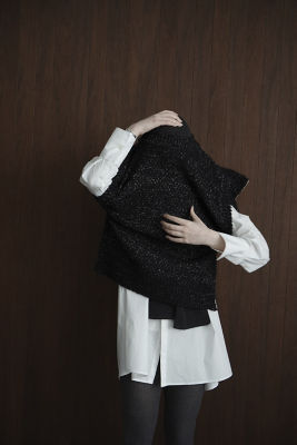 SIDE ZIP TWEED KNIT VEST | CLANE (Women