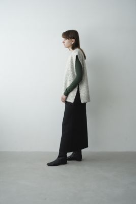 SIDE ZIP TWEED KNIT VEST | CLANE (Women