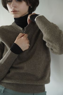 W FACE HALF ZIP YAK KNIT TOPS | CLANE