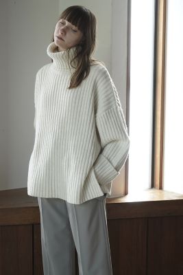 CLANE MIX YARN WIDE RIB TURTLE KNIT TOPSウール68% - aretebiztech.com