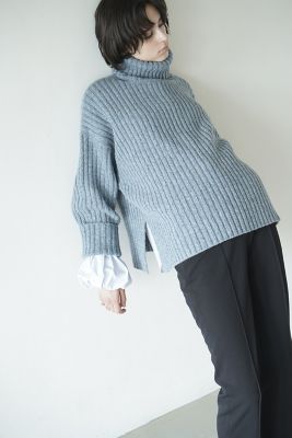 CLANE MIX YARN WIDE RIB TURTLE KNIT TOPSウール68% - aretebiztech.com