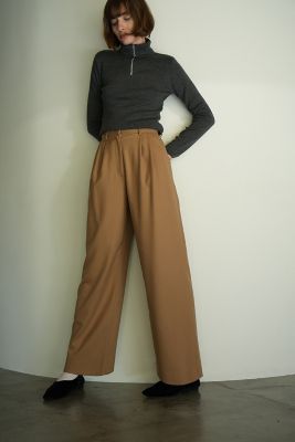 WOOL BASIC TUCK PANTS | CLANE (Women