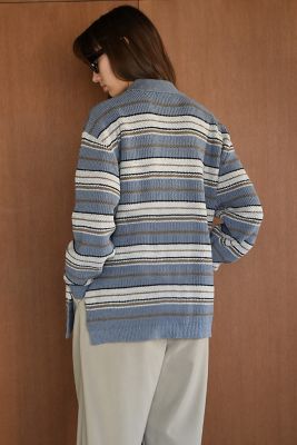MULTI BORDER KNIT POLO TOPS | ファッション 