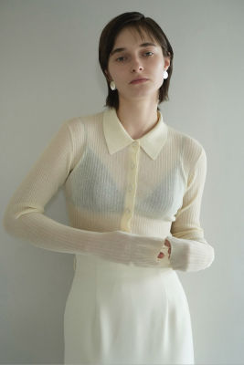 ＜三越伊勢丹/公式＞ CLANE (Women)/クラネ SHEER RIB KNIT SHIRT IVORY トップス【三越伊勢丹/公式】