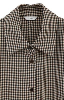 クラネ CLANE POWER SHOULDER CHECK SHIRT ONEPIECE （GRAY