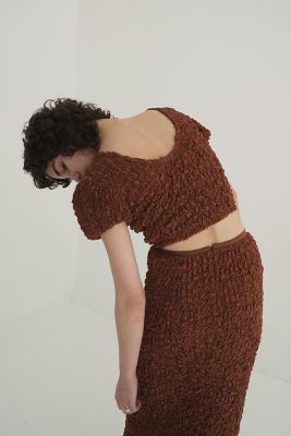 ＜CLANE (Women)＞Ｗ　ＦＡＣＥ　ＳＨＩＲＲＩＮＧ　ＣＲＲＯＰＥＤ　ＴＯＰＳ　１８１０５－１２５２
