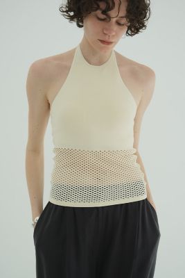 ＜CLANE (Women)＞ＧＥＯＭＥＴＲＩＣ　ＨＯＬＥ　ＫＮＩＴ　ＴＯＰＳ　１８１０６－２２０２