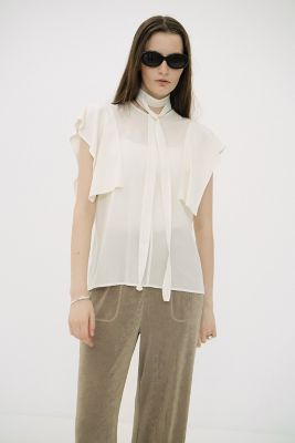 ＜CLANE (Women)＞ＳＱＵＡＲＥ　ＳＬＥＥＶＥ　ＢＬＯＵＳＥ　１８１２２－４１８２