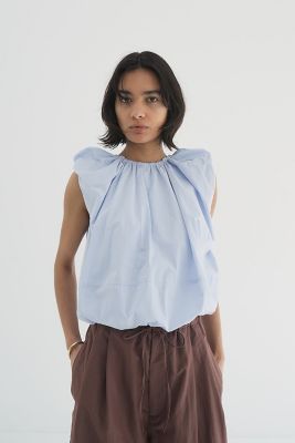＜CLANE (Women)＞Ｗ　ＦＡＣＥ　ＳＬＥＥＶＥＬＥＳＳ　ＲＩＢＢＯＮ　ＴＯＰＳ　１８１２２－４２３２