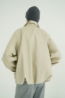 送料無料】FAKE LEATHER BALLOON JACKET