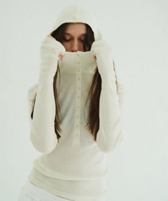 WOOL RIB HOODED TIGHT TOPS 19105
