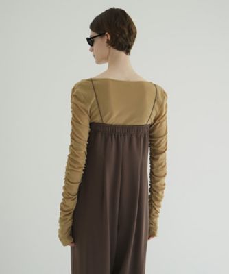 モカ W TULLE SHIRRING TOPS 19105ー1222