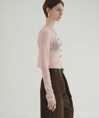 トップス SHEER ROLLED EDGE KNIT CARDIGAN SHEER ROLLED EDGE KNIT CARDIGAN
