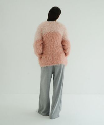BI COLOR SHAGGY KNIT CARDIGAN