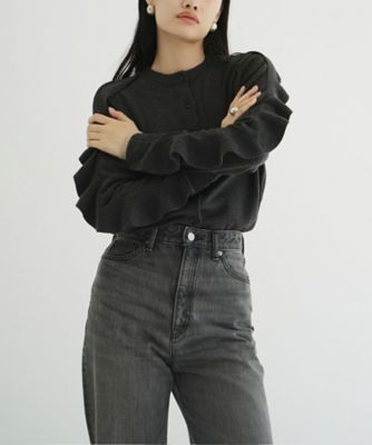 ＜CLANE (Women)＞Ｗ　ＦＡＣＥ　ＳＨＯＵＬＤＥＲ　ＦＲＩＬＬ　ＫＮＩＴ　ＣＡＲＤＩＧＡＮ　１９１０６ー２２３２