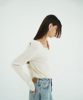 新品 CLANE 2WAY FRILL V NECK KNIT TOPS クラネ クラネ CLANE 2WAY FRILL V NECK KNIT TOPS （GRAY