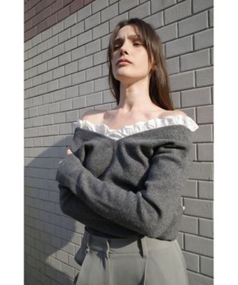 2WAY FRILL V NECK KNIT TOPS 19106