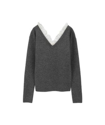 2WAY FRILL V NECK KNIT TOPS 19106