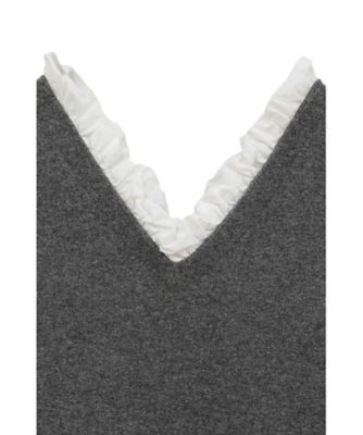 FRILL V NECK KNIT TOPS グレー クラネ CLANE 2WAY FRILL V NECK KNIT TOPS （GRAY