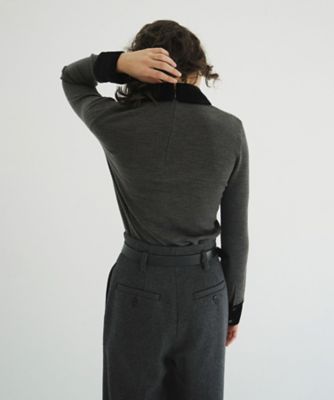 VELOR COLLAR KNIT TOPS 19106ー2432