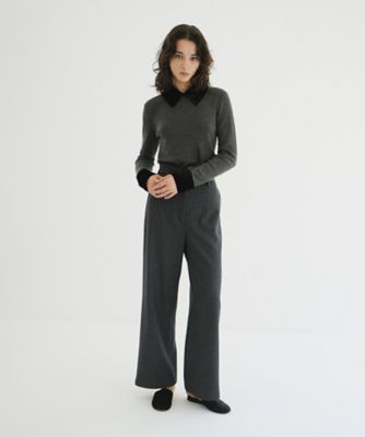 VELOR COLLAR KNIT TOPS 19106ー2432