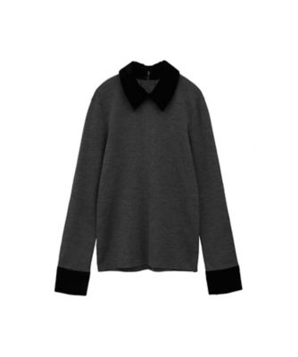 CLANE 25AW VELOR COLLAR KNIT TOPS グレー VELOR COLLAR KNIT TOPS 19106ー2432