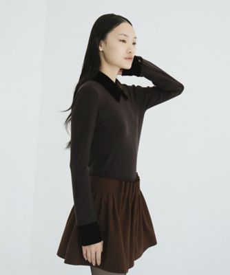 VELOR COLLAR KNIT TOPS 19106ー2432