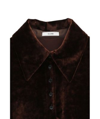 CLANE CRUSHED VELOUR POLO TOPS 2色 CRUSHED VELOUR POLO TOPS 19122ー