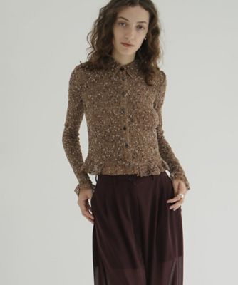 【サイズ2】CLANE MIX MESH GATHER SHIRT MIX MESH GATHER SHIRT(2 IVORY): CLANE: WOMENS｜ STUDIOUS