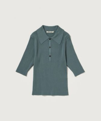 COTTON HIGH GAUGE RIB KNIT POLO  