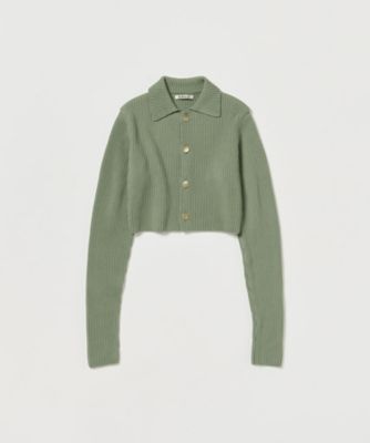 AURALEE (Women)/オーラリー SUPER FINE WOOL SOFT RIB KNIT CROPPED SHIRT CARDIGAN A25AC01JP DUSTY GREEN トップス【三越伊勢丹/公式】