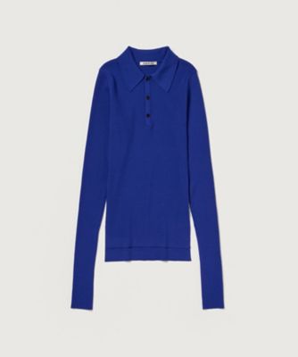 【新品】 AURALEE HIGH GAUGE RIB KNIT POLO Auralee Cotton High Gauge Rib Knit Polo in Navy Curated at