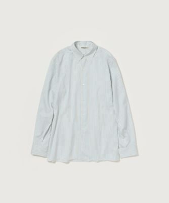 ＜AURALEE (Women)＞ＣＯＴＴＯＮ　ＳＩＬＫ　ＳＴＲＩＰＥ　ＤＯＵＢＬＥ－ＣＵＦＦ　ＳＨＩＲＴ　Ａ２５ＡＳ０４ＣＳ