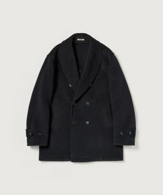 AURALEE オーラリー ウール ヘリンボーン コート　ネイビー　Mサイズ コート WOOL HERRINGBONE SHAWL COLLAR