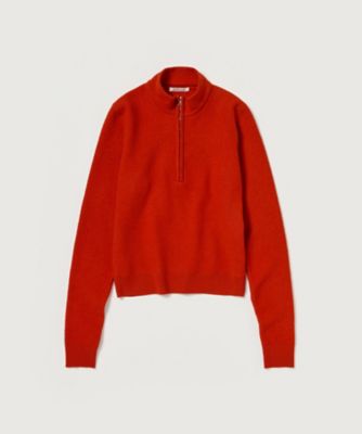 SMOOTH FULLED WOOL KNIT HALF ZIP P／O