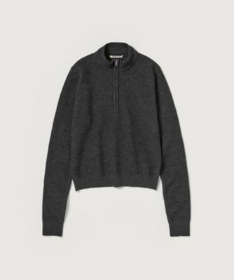 SMOOTH FULLED WOOL KNIT HALF ZIP P／O