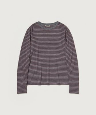 AURALEE (Women)/オーラリー ＳＯＦＴ　ＳＭＯＯＴＨ　ＷＯＯＬ　ＳＴＲＩＰＥ　ＪＥＲＳＥＹ　Ｌ／Ｓ　ＴＥＥ　Ａ２６ＡＰ０３ＢＴ