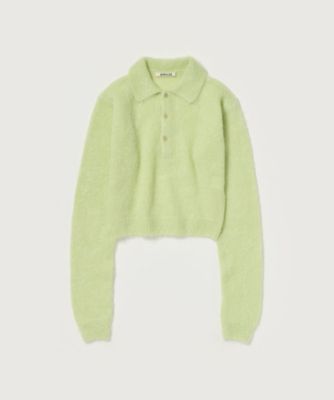 BRUSHED SUPER KID MOHAIR KNIT POLO