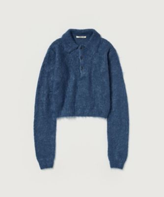 BRUSHED SUPER KID MOHAIR KNIT POLO