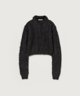 BRUSHED SUPER KID MOHAIR KNIT POLO