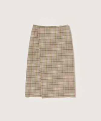 SILK LINEN NEP CHECK WRAP SKIRT